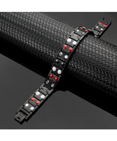 Vicmag Men Magnetic Bracelet 3500 Gauss Titanium Steel Double Row Wristband - Blue 4 Elements | Adjustable with Tool & Gift Box - Buy Online on GoSupps.com