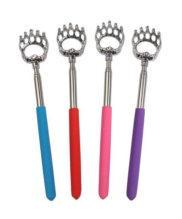 4 Pcs Telescopic Back Scratcher Message Tools for Instant Itching Relief Stainless Steel Soft Grip Telescopic Claw Back Massager Claw