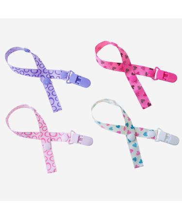 4 Pack Baby Pacifier Chain with Adjustable Clip - Multi-Colored Heart & Semicircle Design for Newborns - Unisex Pacifier Holder - Buy Online on GoSupps.com