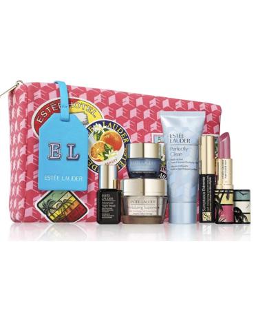 Estee Lauder 7 pc set Revitalizing Supreme Perfectly Clean Sumptuous Extreme Mascara Lipstick in Candy