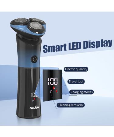 Sejoy Electric Shavers for Men - Rechargeable Self-Sharpening IPX6 Waterproof Razor with Magnetic Head & Quick Release Blade - Skyline Blue - Buy Online on GoSupps.com