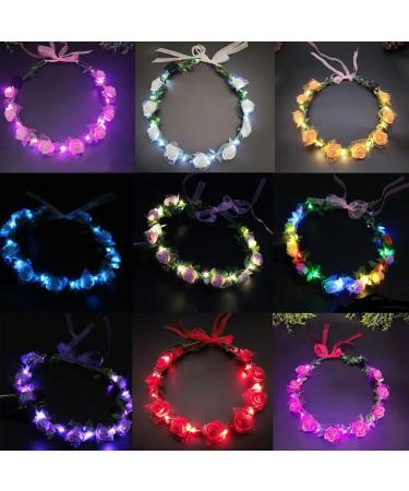 TQUXNGA Delicate Flower Crown Bride Wedding Crown Garland Headband Fashion Woman Luminous Taking Photo Garland Hairband White flower - Buy Online on GoSupps.com