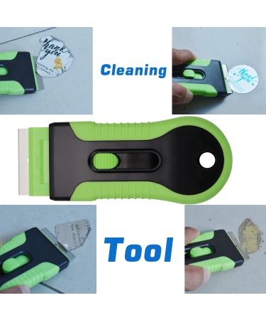 2PCS Razor Blade Scraper Set with 30 Extra Blades - Glass Cooktop, Paint, Window Decal, Car Sticker Remover - Green - Buy Online on GoSupps.com