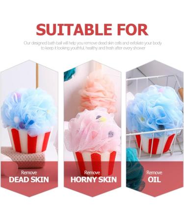 Beavorty 2pcs Cartoon Bath Ball & Sponge Set | Exfoliating Shower Pouf & Loofah for Kids & Travel - Buy Online on GoSupps.com