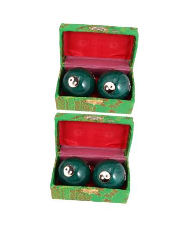 Lurrose 2 pairs of Chinese meditation balls for the hands deep tissue massage ball balls pleasure muscle player ball yoga massage ball Tai hand massage ball fitness baoding chinese style
