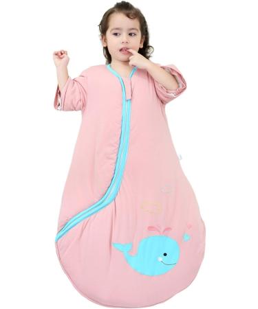 Chilsuessy Baby Sleeping Bag 3.5 Tog with Detachable Sleeves - Pink Whale Design - 100% Cotton - Soft Sleep Bag for Infant Toddler - 100cm/2-4 Years - Buy Online on GoSupps.com