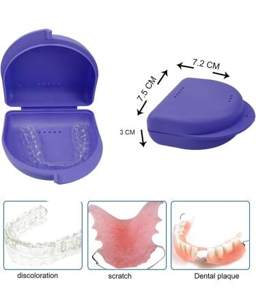 Dent Art Dental Orthodontic Retainer/Aligner Case/Box/Mouth Guard and Denture Storage with Vent Holes for Household | Office | Travel (Pack of 2 Voilet) Pack of 2 Voilet - Buy Online on GoSupps.com