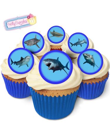 24 Fabulous Pre-Cut Edible Wafer Cake Toppers: Sharks - Buy Online on GoSupps.com