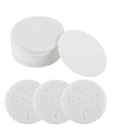 30 Count Compressed Facial Sponge 80 mm/3.1 inch Cellulose Facial Sponges Reusable Washing Face Sponge Pads for Facial Cleansing Exfoliating Mask Makeup Removal (White)