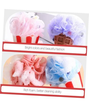 2pcs Cartoon Ice Cream Bath Balls - Exfoliating Loofahs & Shower Puffs for Ultimate Bathing Experience - Buy Online on GoSupps.com