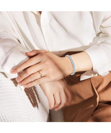Buy Jeroot Titanium Steel Magnetic Bracelet for Women - 5mm Blue Zirconia Strong Magnets Energetix Magnetic Jewelry (3500 Gauss) - International Shipping Available - Buy Online on GoSupps.com