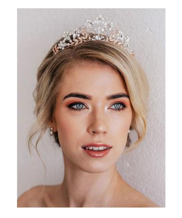 Sweetv Rose Gold Wedding Tiara - Crystal Bridal Crown for Women - Princess Costume Crown for Birthday Party Prom - Buy Online on GoSupps.com
