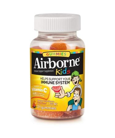 Airborne Kids Assorted Fruit Flavored Gummies 21 Count - 500mg of Vitamin C and Minerals & Herbs Immune Support (Packaging May Vary) (Pack of 6)6