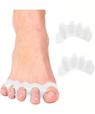 Toe spreader silicone toe separator correction for all toes 2 pieces of silicone toe separators for pedicure toe correction hallux valgus footpieces spreader universal size for women and men (white) white