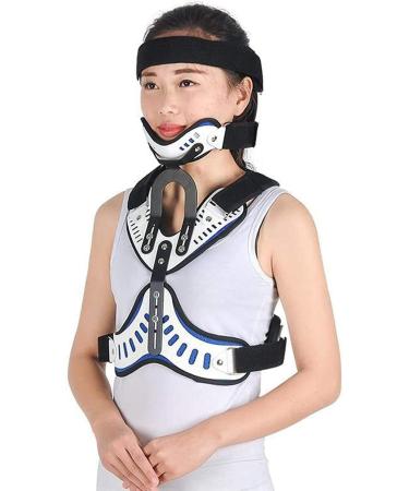 Saddle cervical thorax orthesis adjustable head and neck breast-halo clip fracture cervical vortex rehabilitation support for post-trauma black