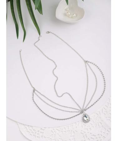 FXmimior Vintage Rhinestone Crystal Head Chain - Silver Boho Halloween Wedding Prom Hair Accessory - Buy Online on GoSupps.com