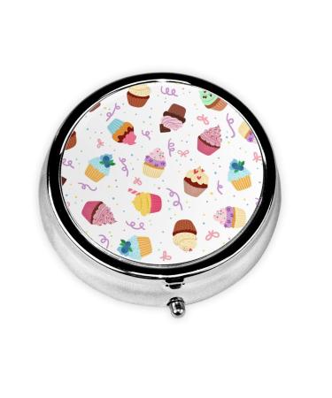 Delicious Cupcakes Portable Round Pill Box - Lightweight and Moisture-Proof Perfect for Organizing Vitamins Delicious Cupcakes One Size