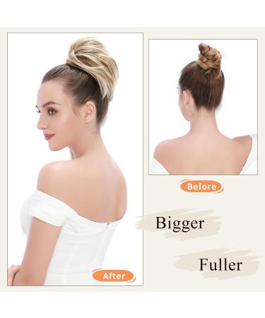 Silk-Co Hair Part with Rubber Band - Wavy Soft Dutt & Thickening Hair Extensions | 55g Blonde Ombre Messy Bun Updos - Buy Online on GoSupps.com