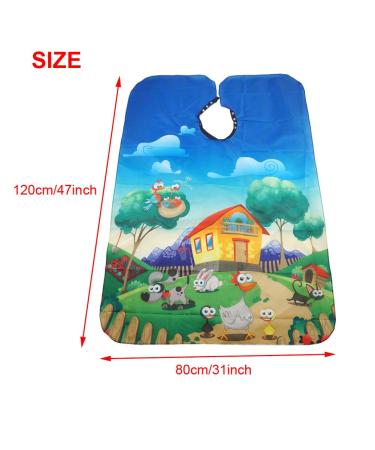 KaHot Kids Haircut Salon Cape - Waterproof Polyester Smock Cover for Children, Snap Closure, Cartoon Animals Design - 31x47 - Buy Online on GoSupps.com