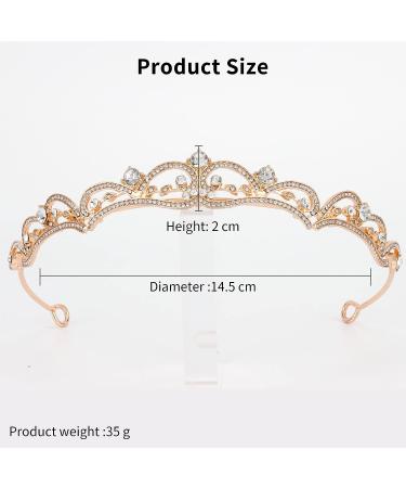 Araluky Rhinestone Crown Crystal Bridal Tiara - Princess Crown for Women and Girls - Rose Gold - Buy Online on GoSupps.com