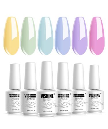 Vishine Gel Nail Polish Kit SPRING CREME Collection | 6 Pastel Colors Set 8ml | Nail Lamp Gel Polish Set Manicure - Buy Online on GoSupps.com