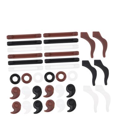 Lurrose 3-part glasses accessories set oval glasses eye mask headphones oval sunglasses ear pads glasses tape sunglasses keeper silk gel black ear socks black 4.3x1.7cm