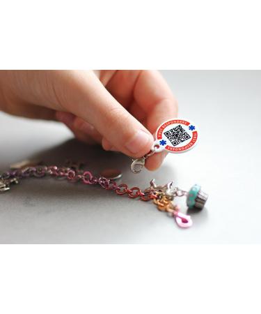 Buy Dynotag Smart Medical ID Charm Bracelet Tag - Web Enabled Emergency Info Steel 22mm Dia Lifetime Service - Buy Online on GoSupps.com