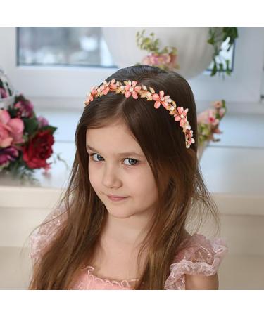 IYOU Princess Girls Headband Pink Flower Hair Bands Floral Leaf Birthday Communion Hair Accessories for Kids - Buy Online on GoSupps.com
