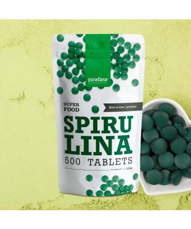 Purasana Spirulina BIO 500 Tablets High in Protein Iron Antioxidants. Natural Satiety Detox. Organic Vegan Protein. Phycocyanin. Increases Energy Reduces Fatigue. - Buy Online on GoSupps.com