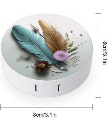 Feather Flower Print Contact Lens Case - Durable Plastic Contact Lens Care & Travel Box - Buy Online on GoSupps.com