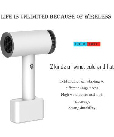 Wireless Hair Dryer Rechargeable Cordless Hairdryer USB Portable Blow Dryer with 15600mAh Lithium Battery for Travel - Buy Online on GoSupps.com