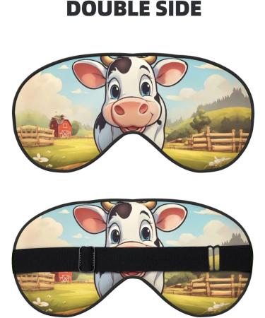 Cartoon Milk Cow Print Unisex Sleep Mask | Double-Sided Eye Mask for Sound Sleep & Skin Care - Buy Online on GoSupps.com