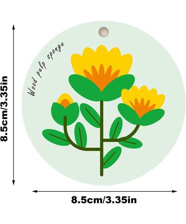 Wood Pulp Sponge Wipe - Flower Pattern Dish Sponges for Washing Dishes Kitchen Sponges Pack Hangable Design for Kitchen Cleaning Tables - Buy Online on GoSupps.com