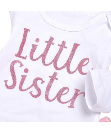 ChYoung Baby Girl Little Sister Romper Top & Rose Printed Pant Set | Newborn Outfit with Headband, 3 Pieces (0-3 Months) - Pink - Buy Online on GoSupps.com