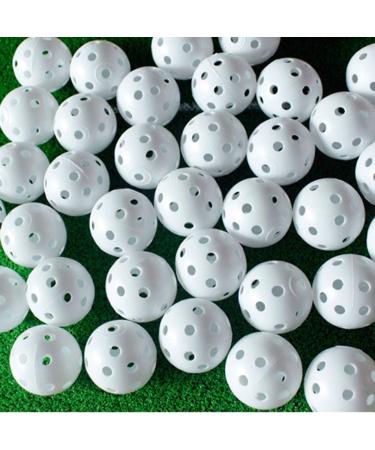 Plastic Golf Training Balls 42 mm Golf Balls for Indoor Putting Green Backyard Outdoor Practice Equipment with 2 Golf Ball Tees White 50pc