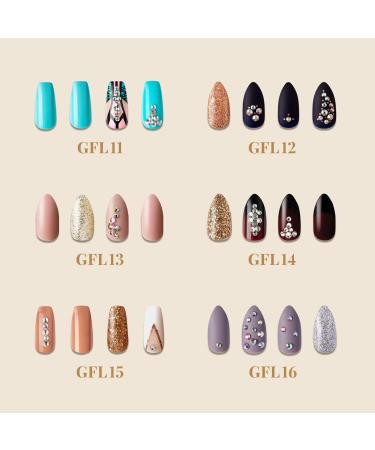 Halloween Nails Gold Finger Full Cover Nails Luxury Design Long Length GFL16 (New) - Buy Online on GoSupps.com