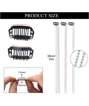 Rhinestone Punk Tassel Hair Clips Set - 8pcs Bling Crystal Extensions in 3 Colors for Women and Girls - Buy Online on GoSupps.com