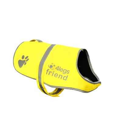 Reflective light fleece coat with hole for the leash 5 sizes-high visibility for outdoor activities during day and night your dog is visible safe in front of cars and hunting accidents yellow XS