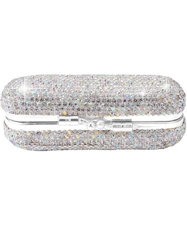 XhuangTech Bling Lipstick Holder Case with Mirror - Rhinestone Crystal Makeup Organizer for Ladies (Silver) | Portable Lipstick Case - Buy Online on GoSupps.com