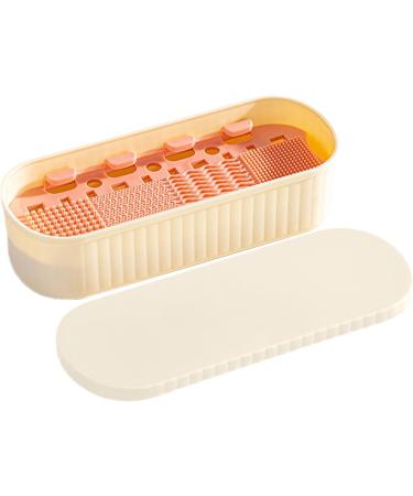 Makeup Brush Cleaning Mat | Cleaning Mat Brushes Organizer with Drying Holder Efficient Cleaning Tool Portable Sponge Washer for Powder Puff Makeup Brushes Third Generation Milky Apricot Color - Buy Online on GoSupps.com