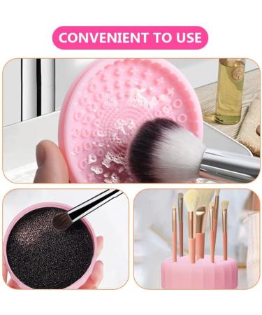SOLUSTRE Makeup Brush Cleaner Silicon Makeup Brush Cleaning Tool Cosmetic Brush Cleaning Pad with Color Removal Sponge 2 in 1 Cleaner Box for Dry Brush Color - Buy Online on GoSupps.com
