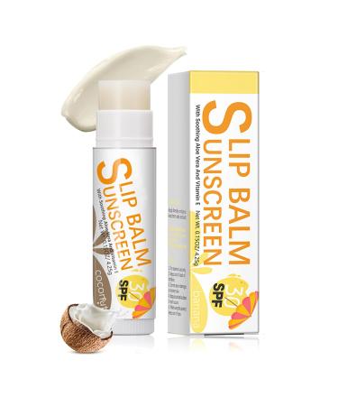 Spf Lip Balm Sunscreen Lip Balm Moisturizing Coconut Lip Balm Lip Balms Lip Care With Natural Oils For 24h Moisture Care Gifts For Teenage Girls 1PC (Coconut)