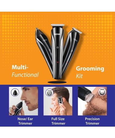 Buy NO.VA N.G 1145/05 Trimmer - 60 Min Runtime 9 Length Settings (Black Silver) | Best International Shipping | Premium Grooming Tool - Buy Online on GoSupps.com