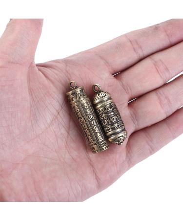 Buddhist Pendant Necklace - Brass Medicine Pill Box | Carved Scriptures Travel Medication Aid Gift for Men - Buy Online on GoSupps.com