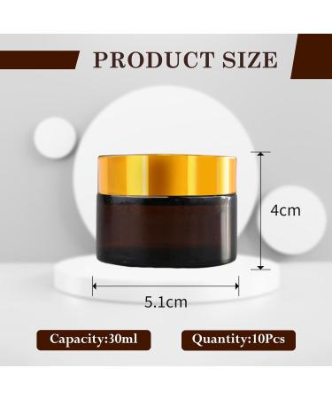 SUQURTOM 10x30ml Amber Cosmetic Glass Containers - Refillable Cream Jars for Lotions & Essential Oils - Buy Online on GoSupps.com