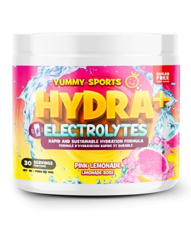 Yummy Sports Hydra+ Electrolyte Instant & Long-Lasting Hydration - Electrolyte Powder with Himalayan salt Coconut Water Powder Vitamin C Magnesium & Potassium Citrate 30 Servings 210g - Pink Lemonade