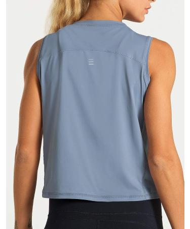 Dragon Fit Sleeveless Yoga Workout Cool T-Shirt Running Tank Crop Top - Medium Blue - Buy Online on GoSupps.com