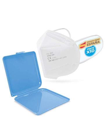 Mask box + 10 masks in a set | Storage box for masks + 10 masks | Mask boxes | Perfect for on the go school office (WHITE 10)