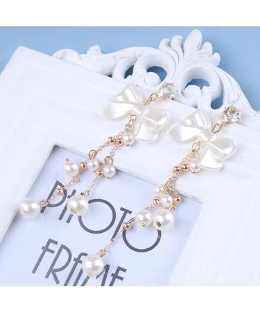 Vintage Crystal Pearl Drop Earrings | Bow Dangle & Tassel Jewelry for Women - Buy Online on GoSupps.com