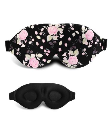 3D Sleep Mask 100% Blackout 3D Contoured Sleep Eye Mask Comfortable & Super Soft Sleeping Mask with Adjustable Straps for Women Men Sleeping Travel Yoga Naps (Peony Flower - Pack of 1) Peony Flower(pack of 1)